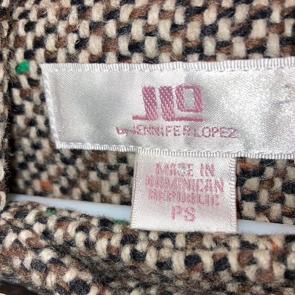 Jennifer Lopez tweed style brown crop Hoodie Coat - Picture 2 of 5